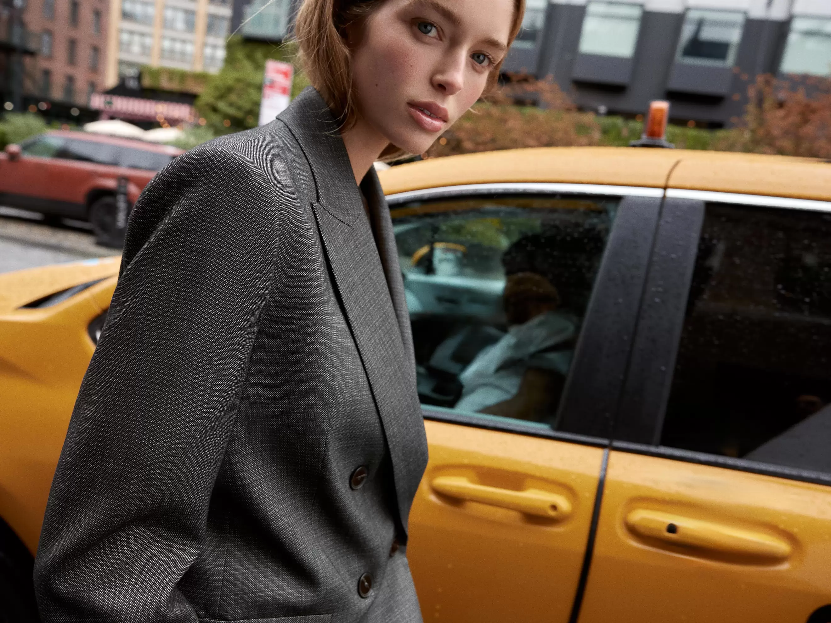 DOUBLE BREASTED BLAZER WITH SHOULDER PADS