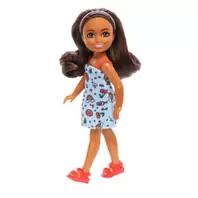 Barbie Chelsea Doll, Small Doll Wearing Removable Blue Dress With Brown Hair & Green Eyes