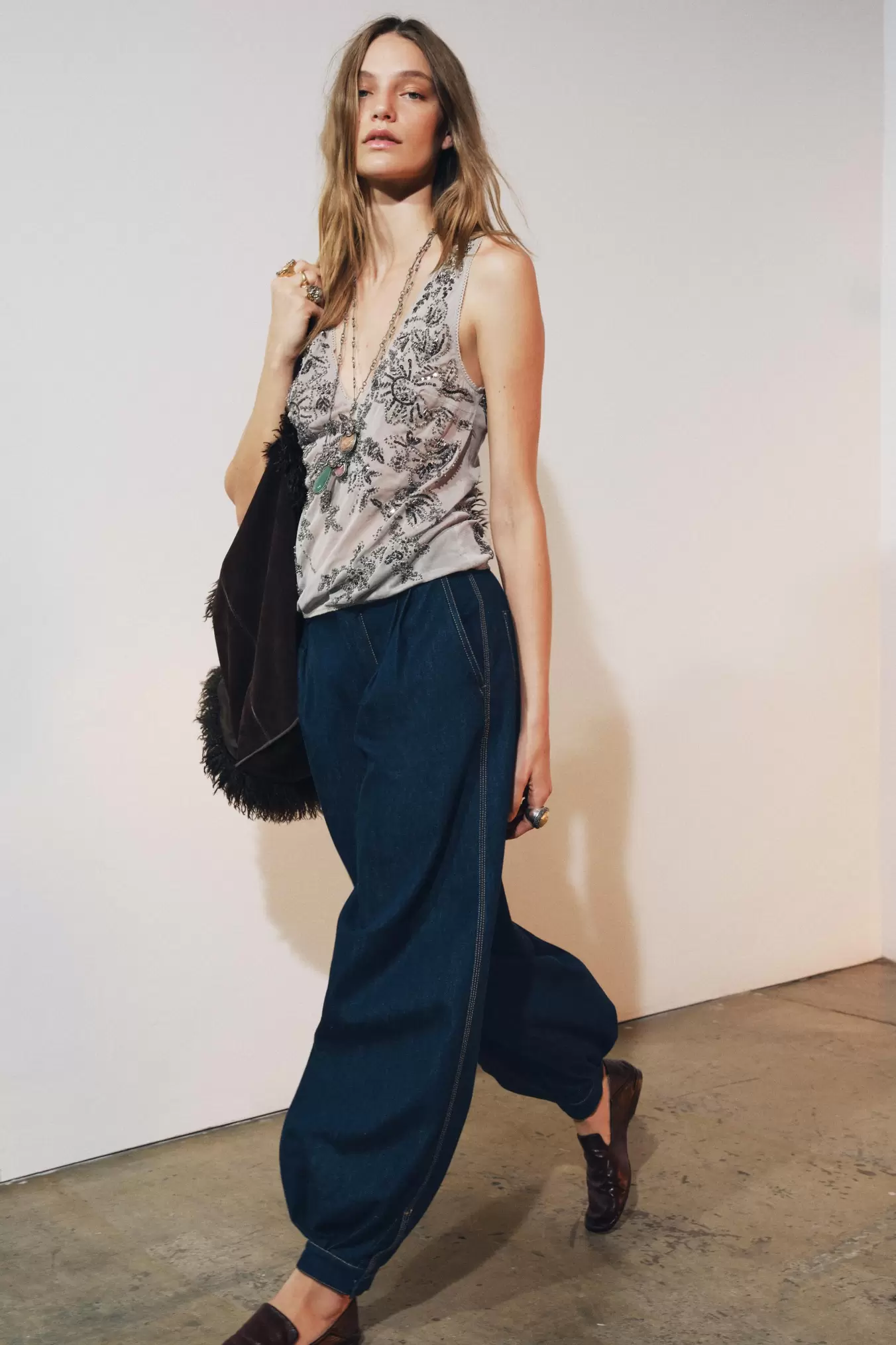 EMBROIDERED TULLE STRAPPY TOP