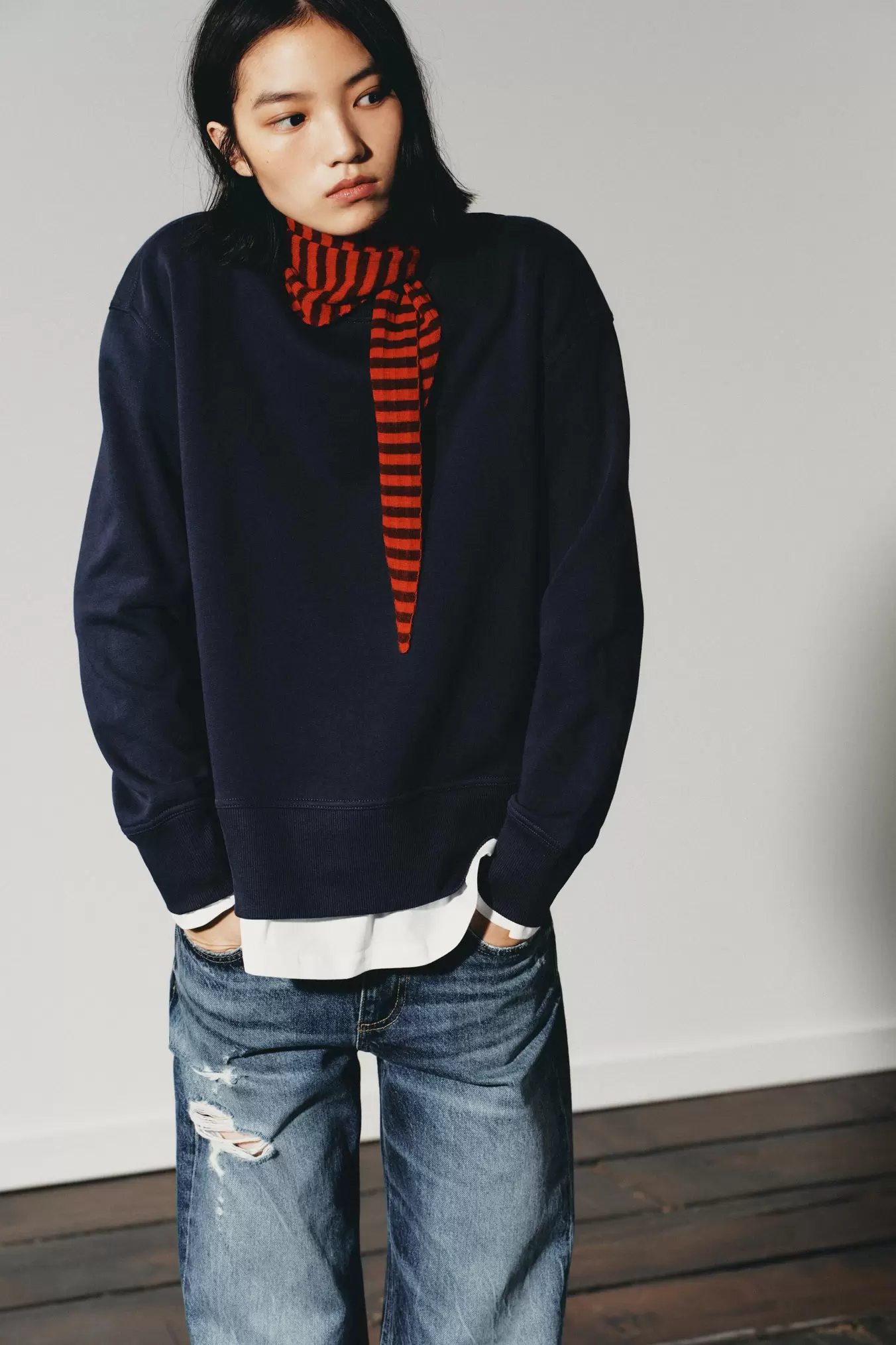 TRF MID-RISE RIPPED WIDE LEG JEANS