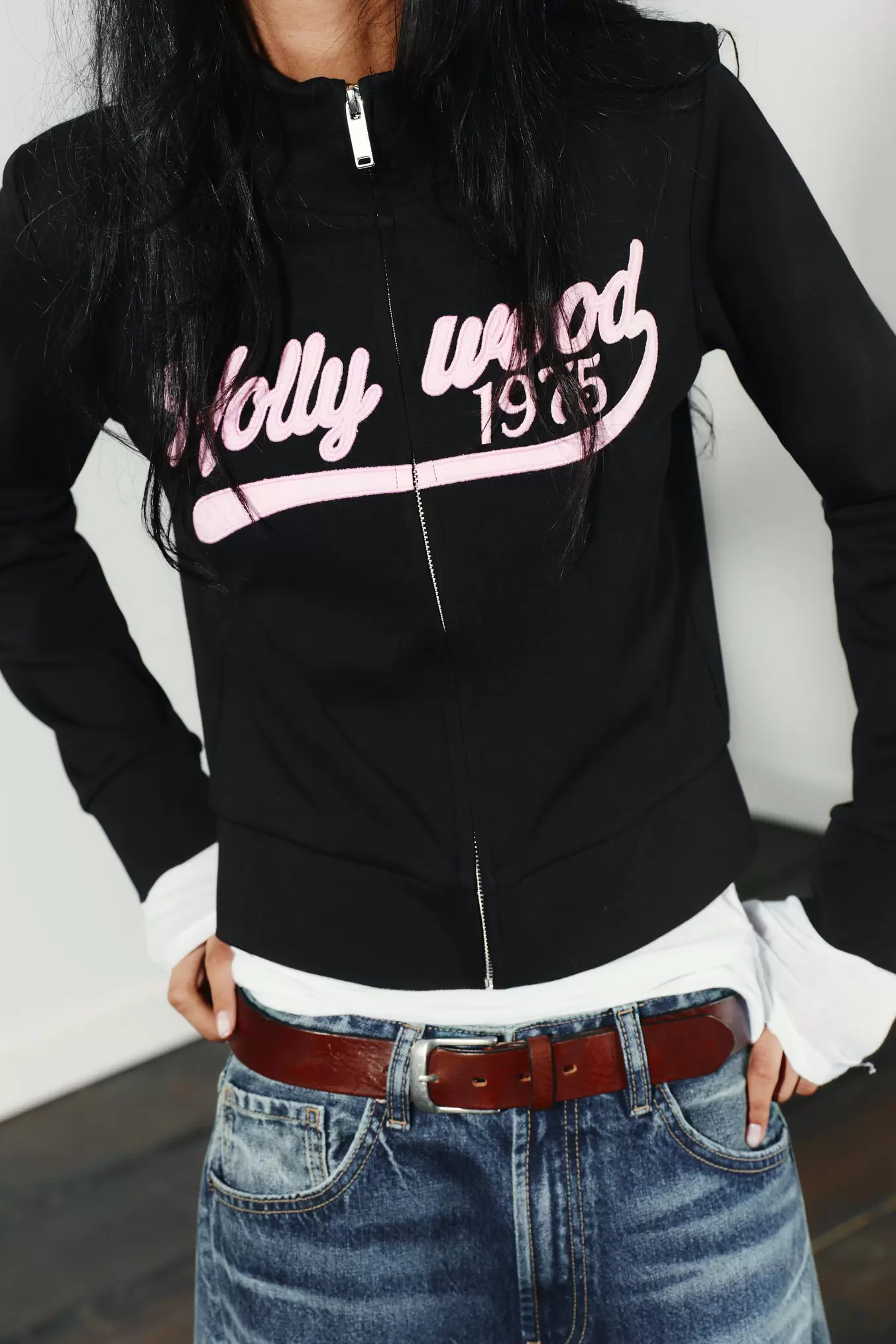 TEXT ZIP-UP SWEATSHIRT
