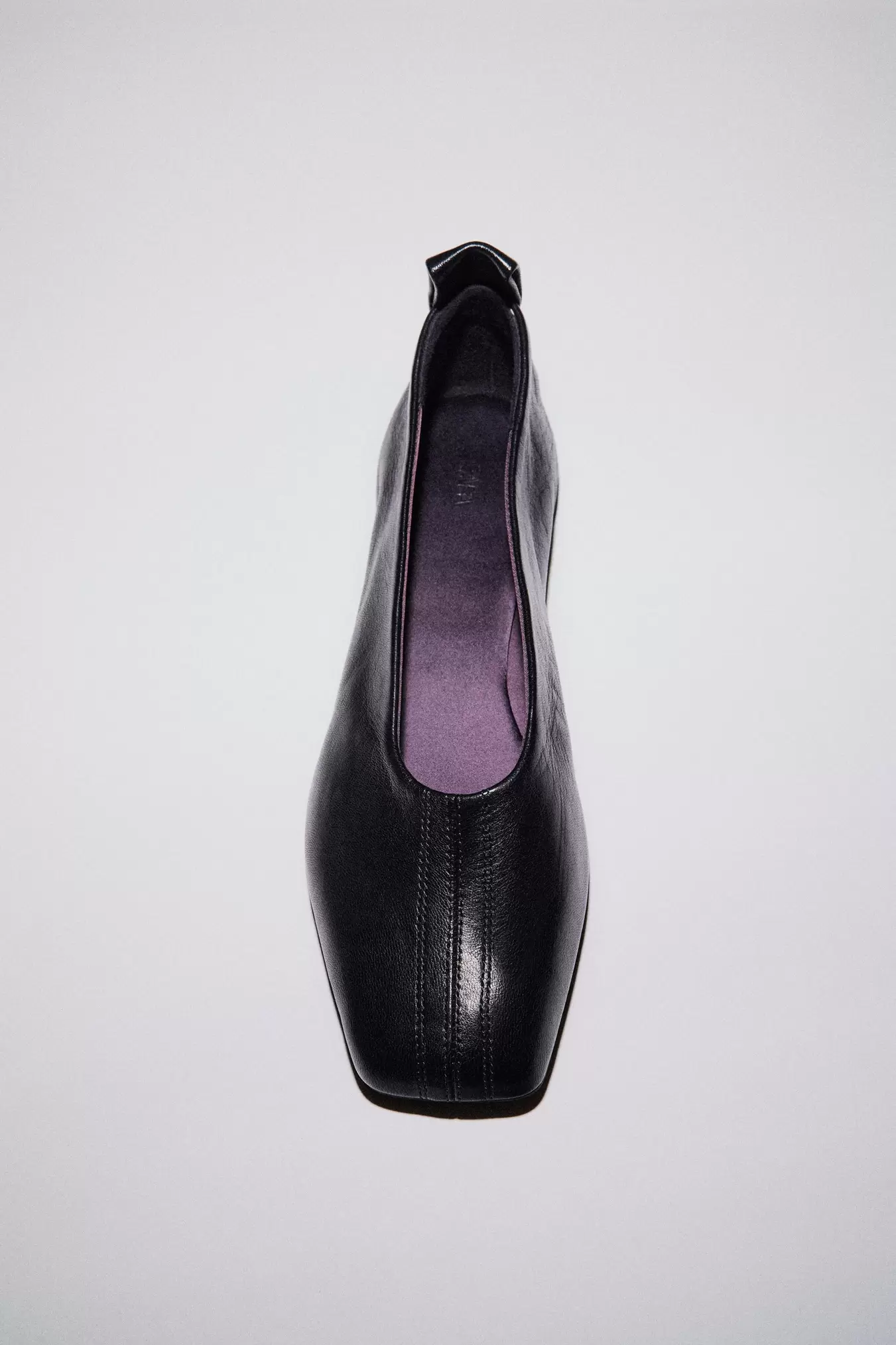 SQUARE TOE LEATHER BALLET FLATS