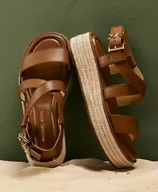 MICHAEL Lynn Leather Buckled Espadrille Sandals
