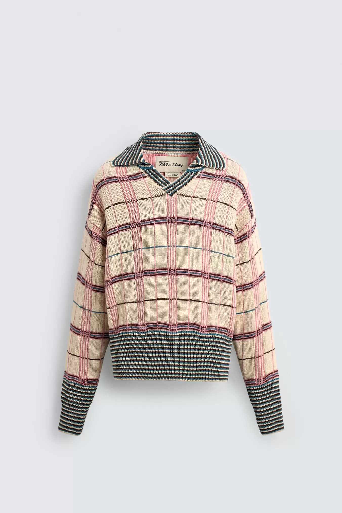 CHECK JACQUARD KNIT POLO SHIRT HARRY LAMBERT FOR ZARA X DISNEY
