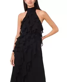 Women's Chiffon Sleeveless Long Halter Dress