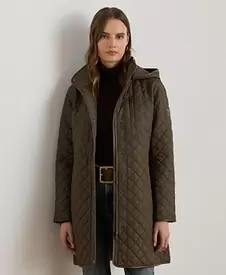 Women's Hooded Quilted Coat, P/XS-XXL