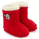 Santa Mickey Mouse Sherpa Holiday Slipper Boots for Kids