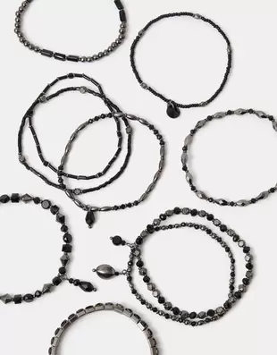 Metallic Bead Stretch Bracelet Multipack
