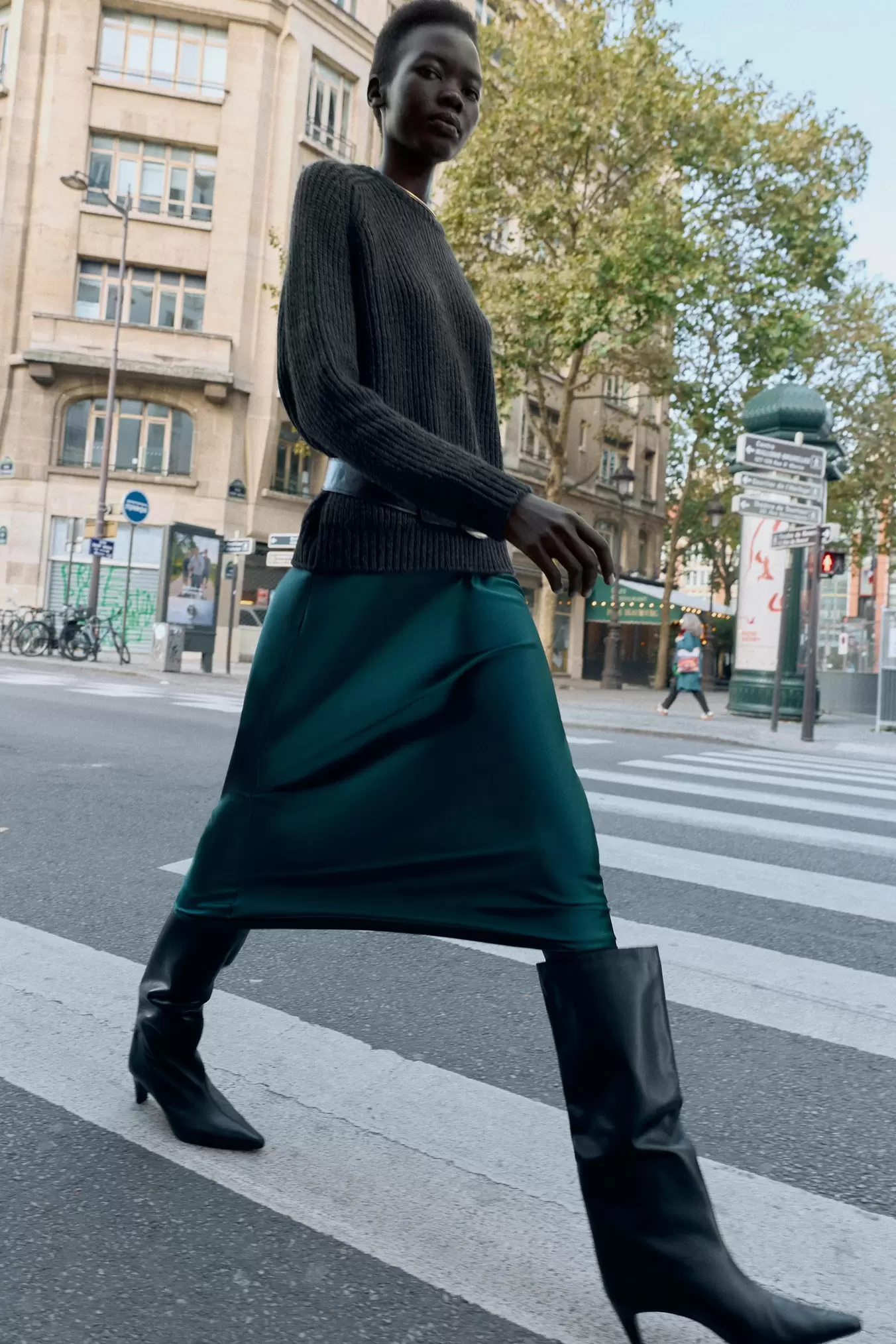 SATIN MIDI SKIRT