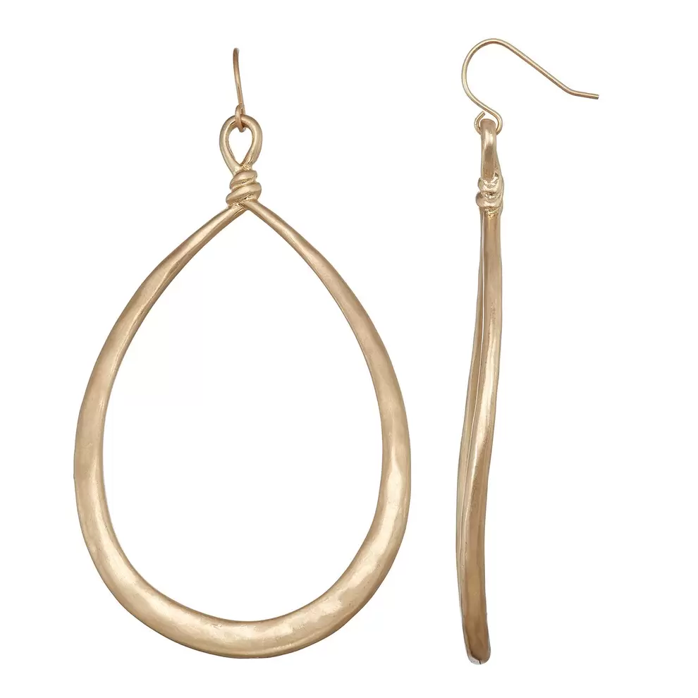 Bella Uno Fine Silver Plated Worn Open Teardrop Dangle Earring