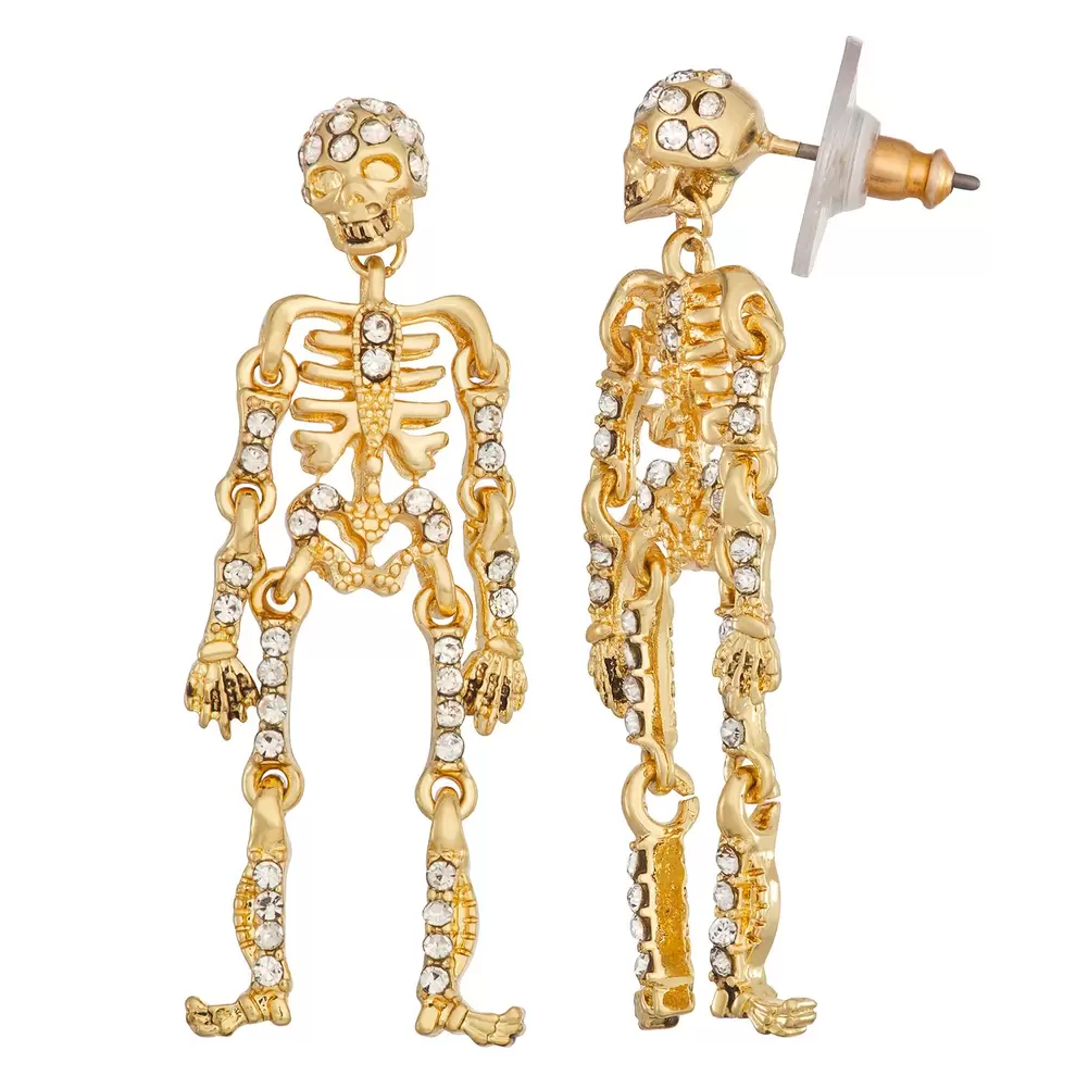 Napier Gold Tone Skeleton Drop Earrings
