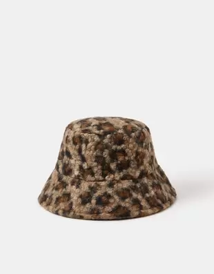 Leopard Print Boucle Bucket Hat