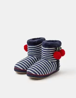 Cherry Stripe Slipper Boots Blue