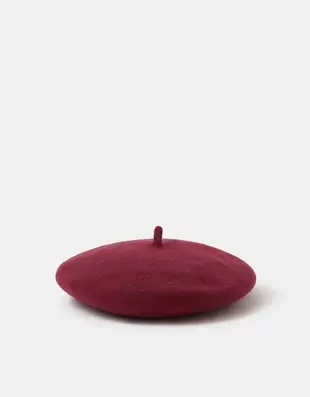 Plain Wool Beret Red