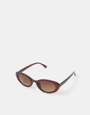 Oval Resin Sunglasses Brown