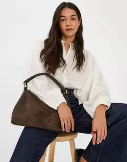 Slouchy Suedette Handbag Brown