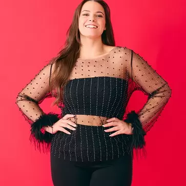 Juniors plush mesh top