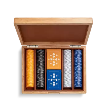 Lacquered Wood Poker Set - Cream / Blue Lacquered Wood Poker Set