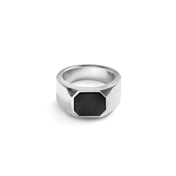 Octagonal Onyx Signet Ring - Sterling Silver Octagonal Onyx Signet Ring