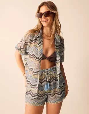 Zigzag Crochet Shirt Multi