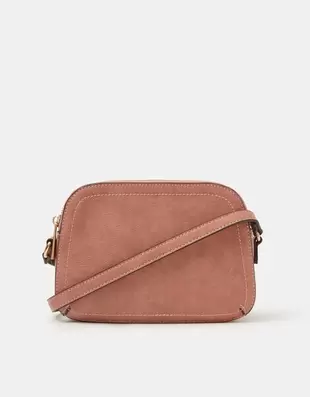 Double Zip Crossbody Bag Pink