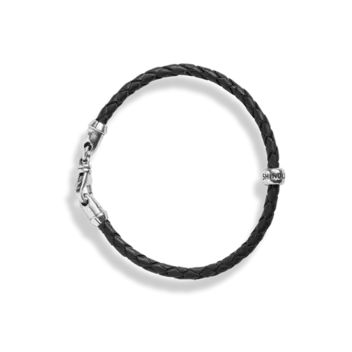 Single Wrap Woven Leather Bracelet - Black Single Wrap Woven Leather Bracelet