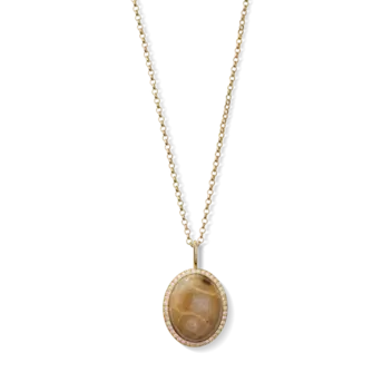 Diamond Pave Petoskey Necklace - Yellow Gold Diamond Pave Petoskey Necklace