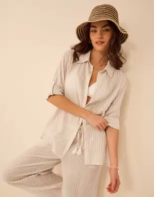 Shimmer Stripe Shirt Gold