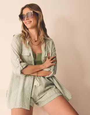 Stripe Cotton Shirt Green