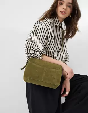 Double Zip Suede Camera Bag