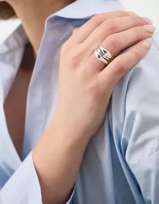 3-Pack Molten Rings Silver