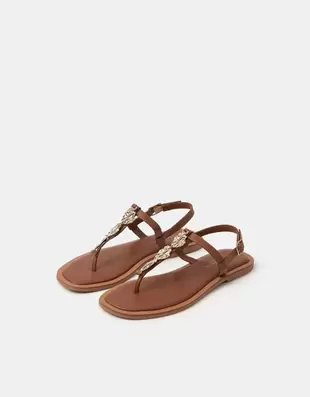 Metal Detail Strappy Sandals Tan