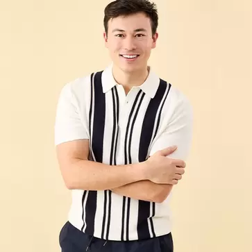 Mens Striped Collard Shirt