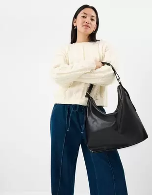 Slouchy Buckle Strap Shoulder Bag Black