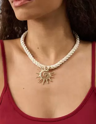 Sun Pendant Twisted Cord Necklace