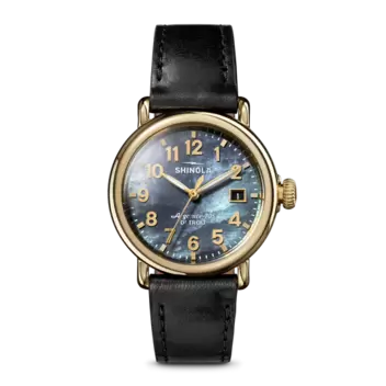 Runwell Watch - MOP Black Leather Strap