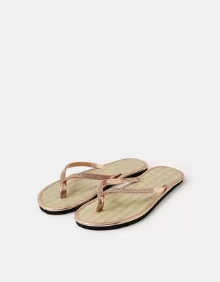 Sparkle Seagrass Flip Flops Gold