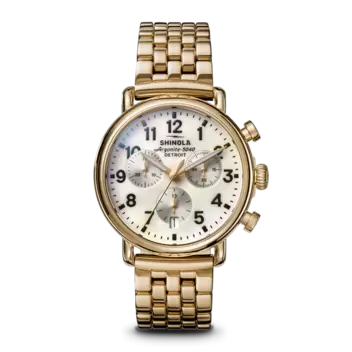 Runwell Chronograph Watch - MOP Gold Bracelet