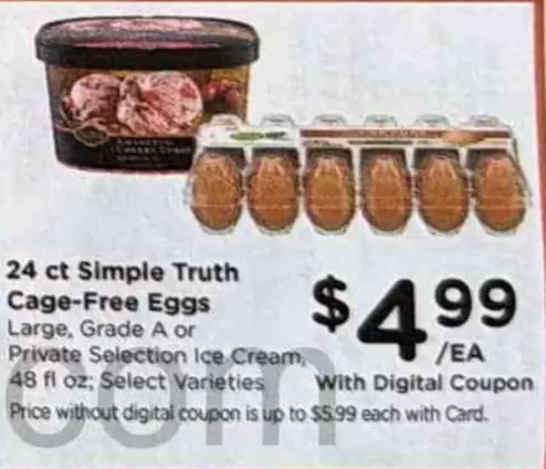 Cage-Free Eggs Large, Grade A or Private Selection Ice Cream