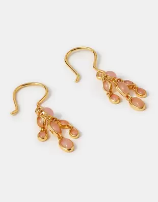 14ct Gold-Plated Rose Quartz Drop Earrings