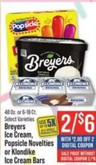 Breyers - Ice Cream, Popsicle Novelties or Klondike Ice Cream Bars