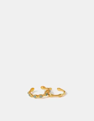 2-Pack Quartz Bubble Adjustable Rings