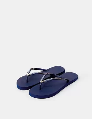 Beaded Flip Flops Blue