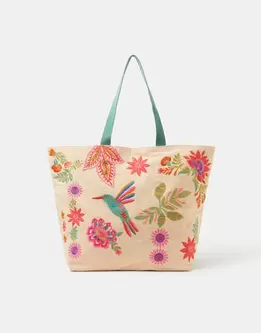 Embroidered Beach Tote Bag