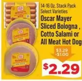 Oscar Mayer - Sliced Bologna, Cotto Salami or All Meat Hot Dog
