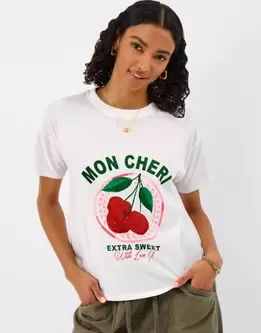 Cherry Slogan T-Shirt White