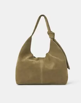 Slouchy Knot Leather Shoulder Bag Green