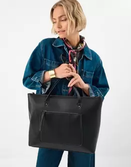 Rachel Zip Front Laptop Tote Bag Black