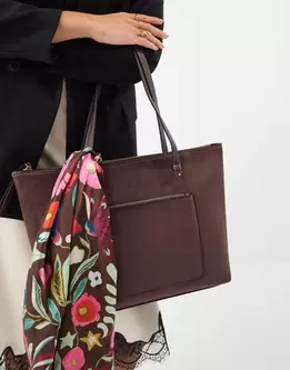 Rachel Zip Front Laptop Tote Bag Brown