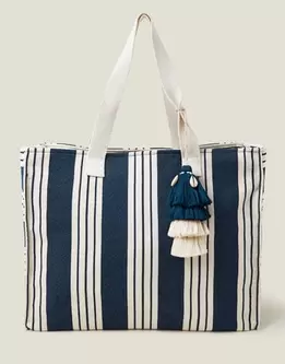 Large Stripe Beach Bag Blue